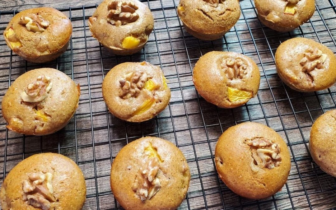 Healthy Peach Muffins made with Protein Powder