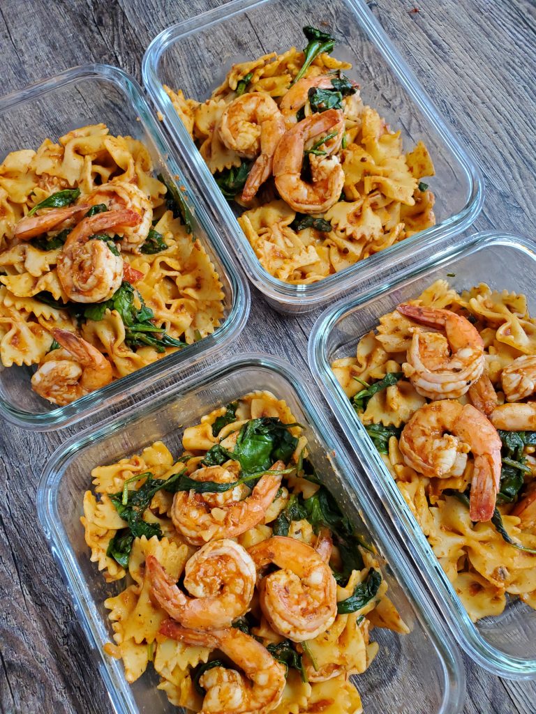 shrimp protein pasta meal prep